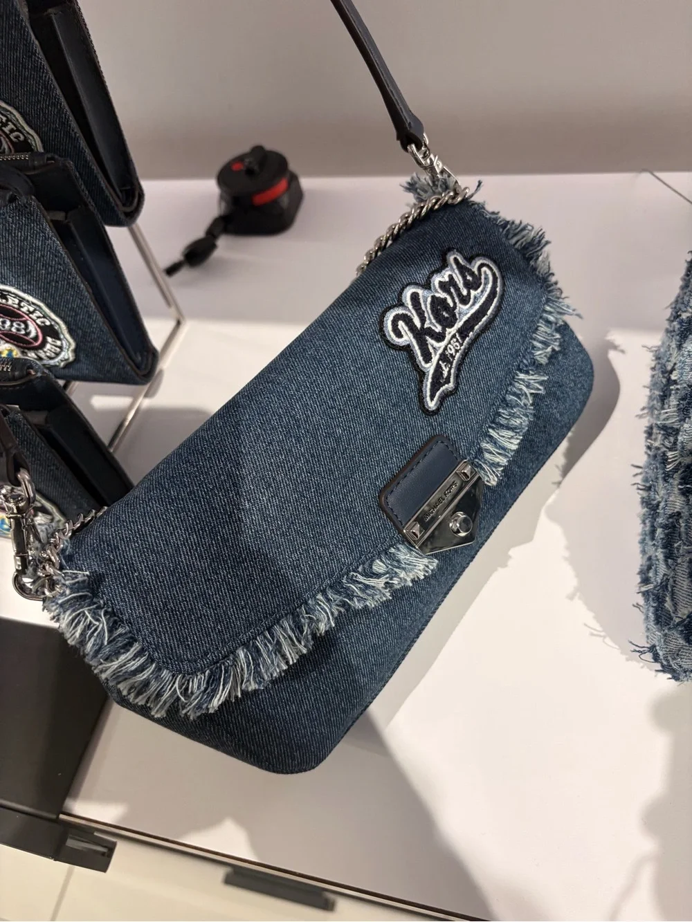 Michael Kors Denim Fringe Crossbody Bag - Blue